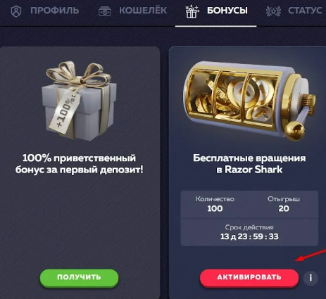 Бонусы на сайте